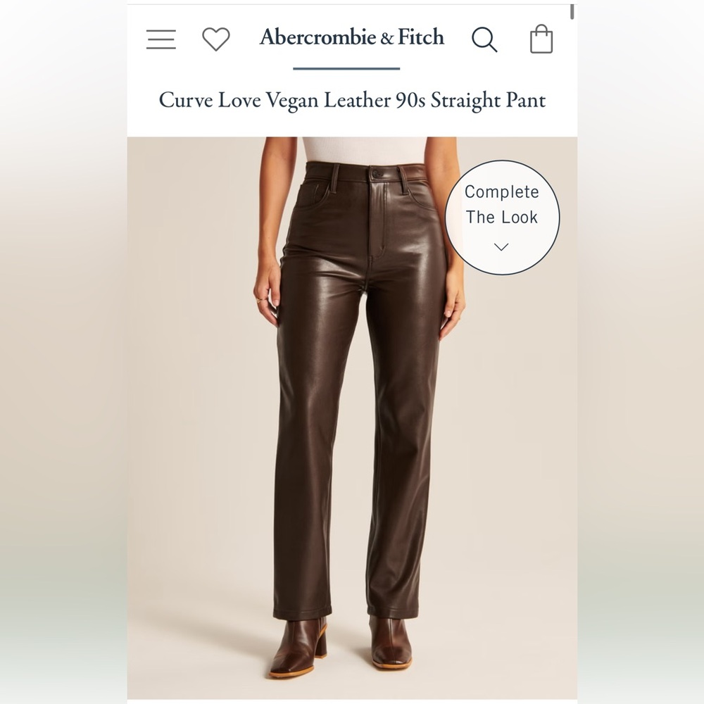 Abercrombie Curve Love Vegan Leather Brown Pants
